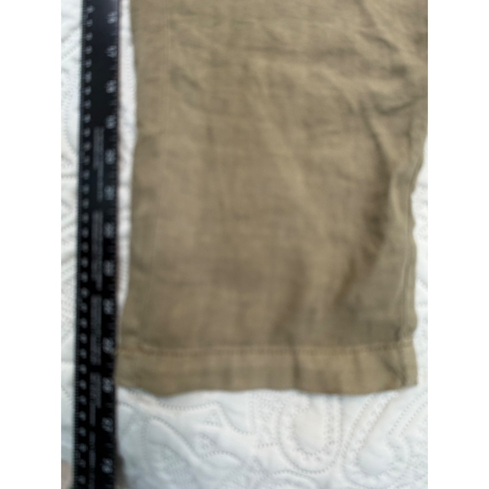 Linen Blend Paperbag Waist Drawstring Utility Pants Olive Green Khaki Relaxed - Picture 5 of 10